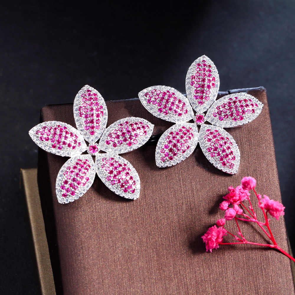 Silver Plated Flower Shape Multicolor Earrings