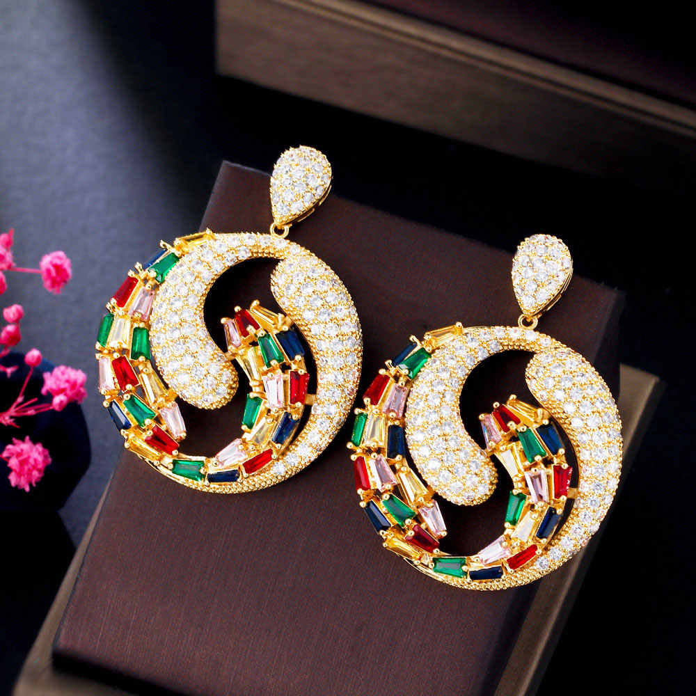 18K Gold Plated Large Multicolor Exaggerated Earrings