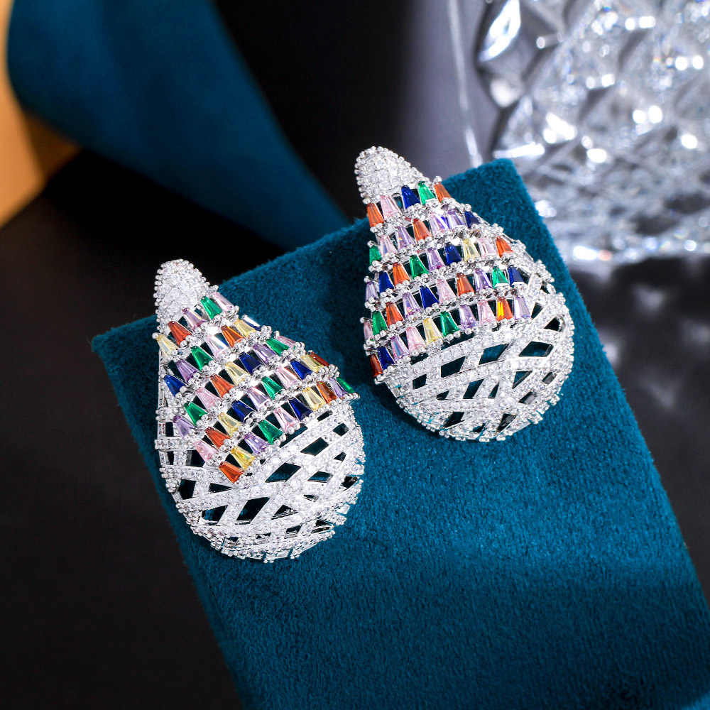 Trendy Gorgeous Multicolor Zircon CZ Stone Drop Earrings