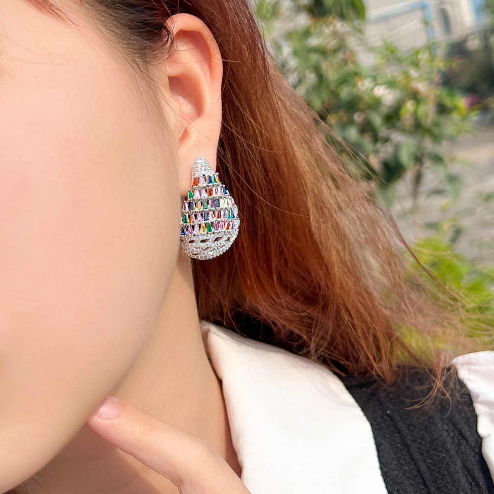 Trendy Gorgeous Multicolor Zircon CZ Stone Drop Earrings