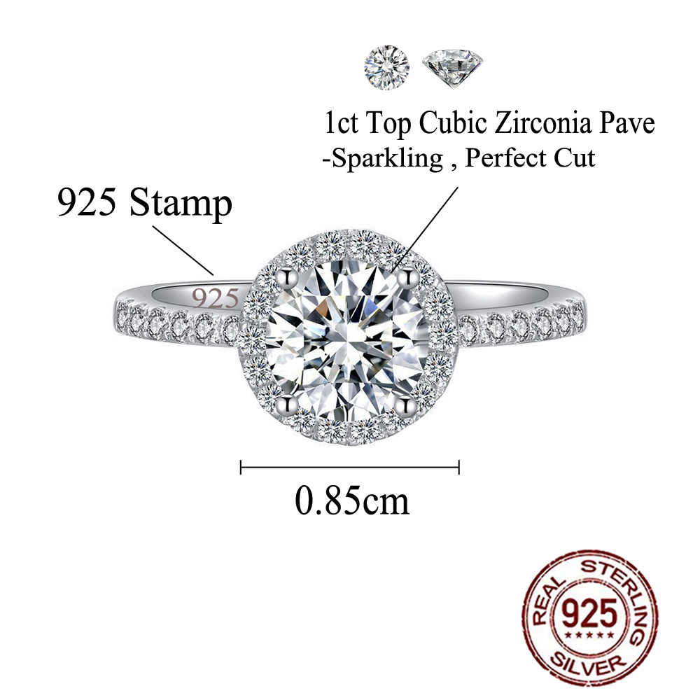 925 Sterling Silver Luxury Round Cut Shiny Diamond Like Cubic Zirconia Rings