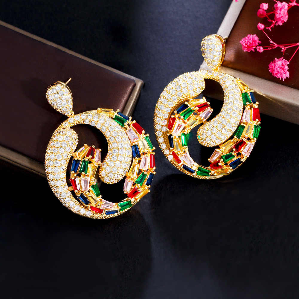 18K Gold Plated Large Multicolor Exaggerated Earrings