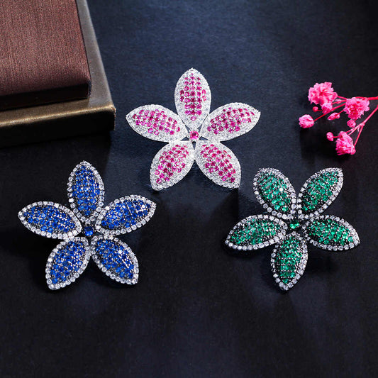 Silver Plated Flower Shape Multicolor Earrings