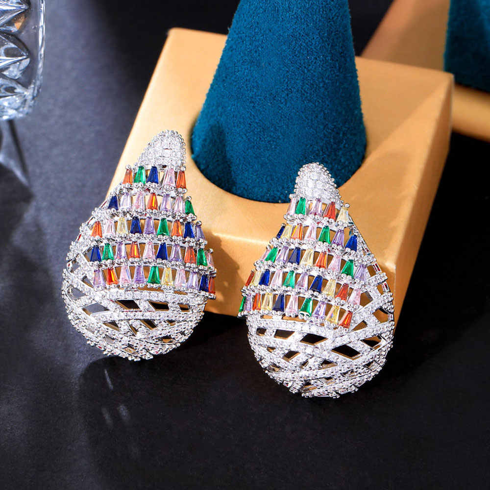 Trendy Gorgeous Multicolor Zircon CZ Stone Drop Earrings