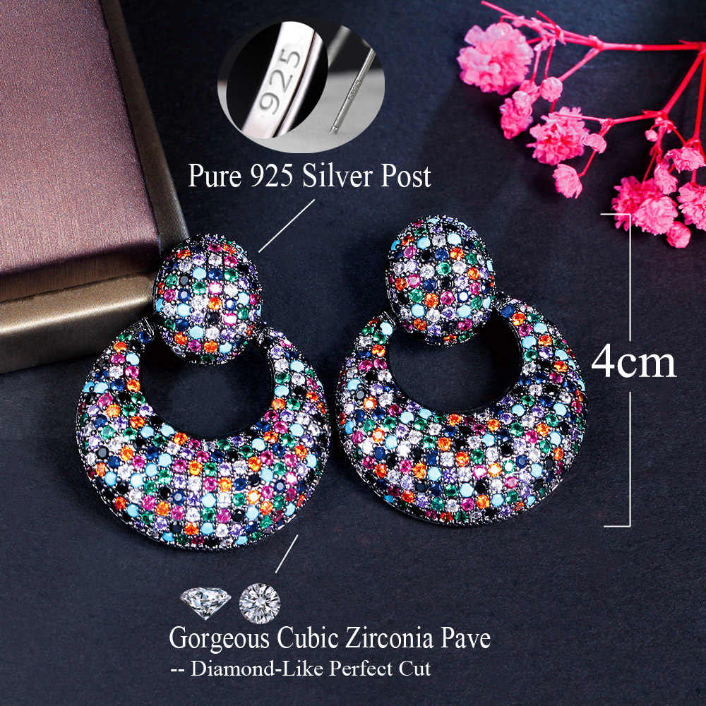 Black Gun Plated Big Round Circle Earrings for Women