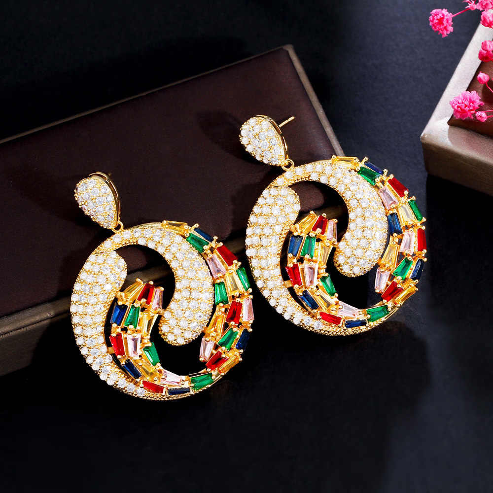 18K Gold Plated Large Multicolor Exaggerated Earrings