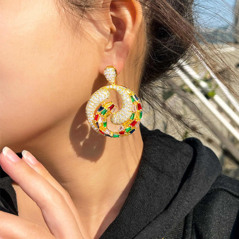 18K Gold Plated Large Multicolor Exaggerated Earrings