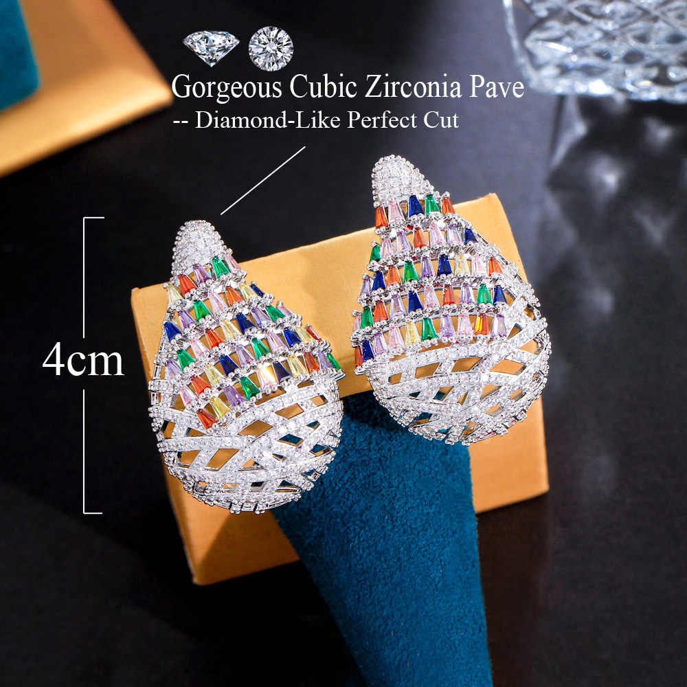 Trendy Gorgeous Multicolor Zircon CZ Stone Drop Earrings