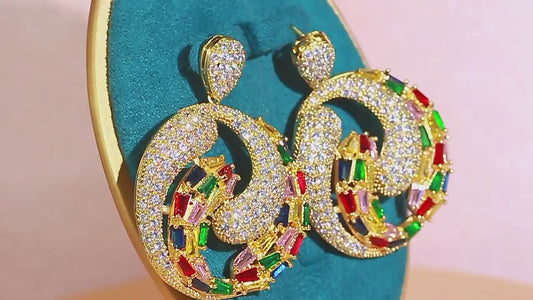 18K Gold Plated Large Multicolor Exaggerated Earrings